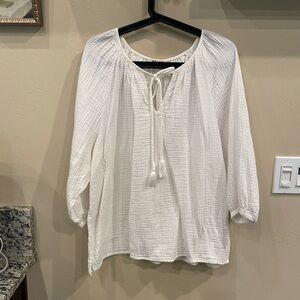 Boden Cream Tie-Front Blouse